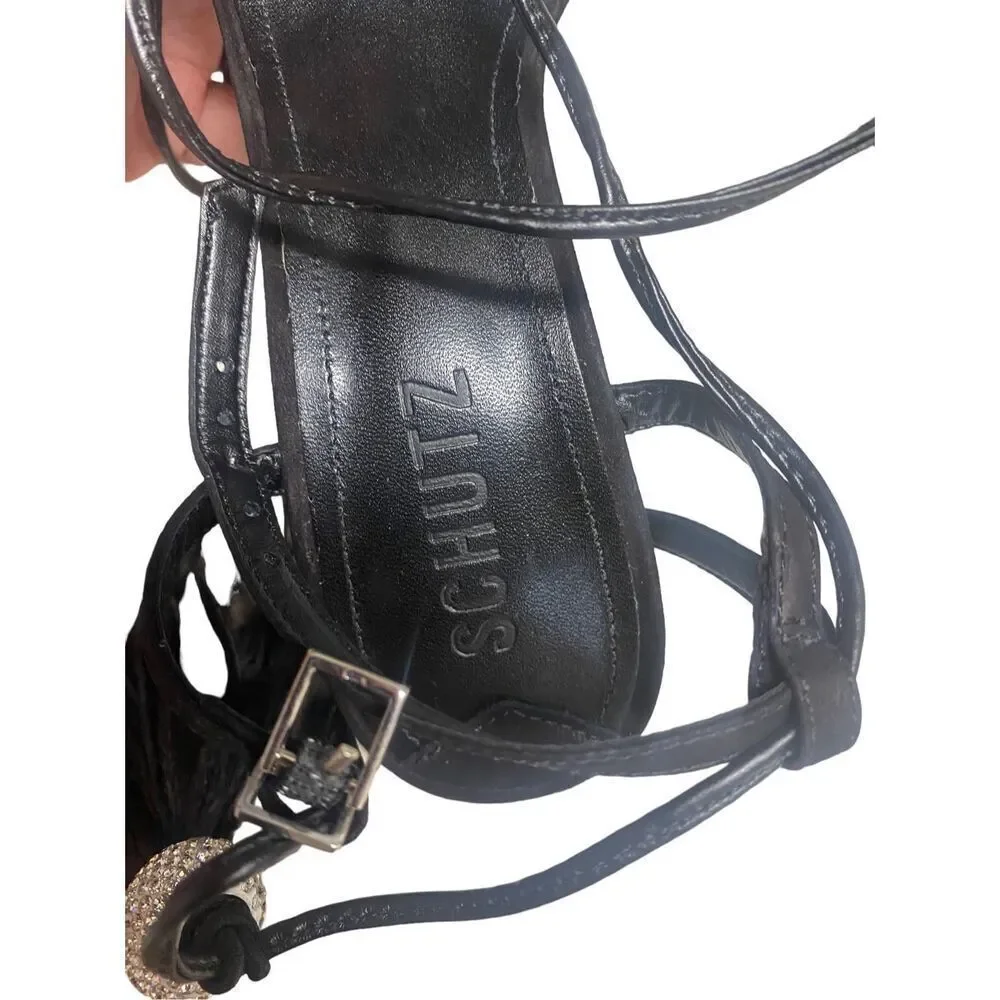 Schutz Linda Sandal in Black Size 7.5‎ NIB $148
